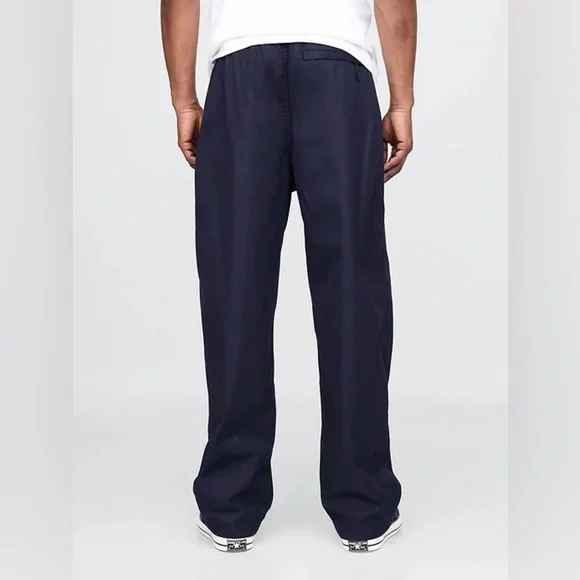 NWT! GAP Navy Blue Twill Parachute Baggy Pants - Size Small